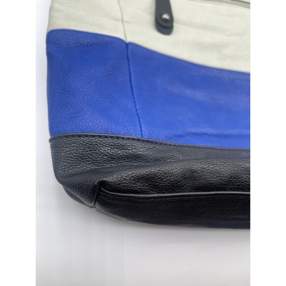 CLARKS Women's Over the Shoulder Tri-Color Laptop Tote - Cream, Blue, Black - Picture 12 of 16